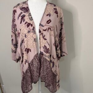 Knox Rose Pink Floral Open Front Kimono